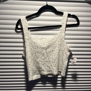 American Eagle Cropped Floral Square-Neck Tank Top